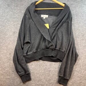 Vintage Havana Charcoal Grey Oversized Wrap Sweatshirt Gym Athletic Top Sz Large